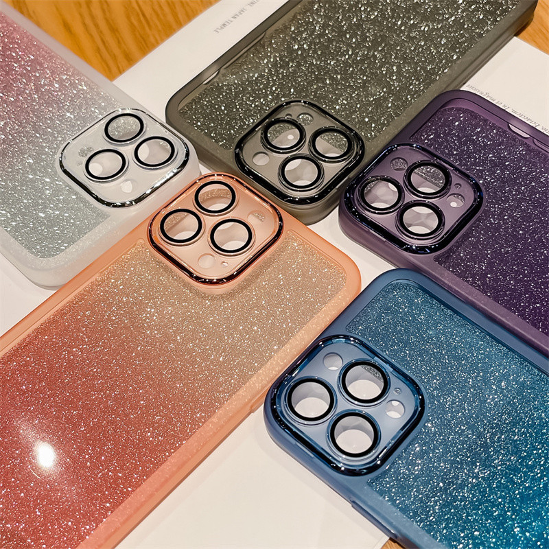 เคส VIVO Y100 5G 4G เคสแวววาวหรูหราไล่โทนสี Bling ฝาครอบซิลิโคนใสโปร่งใสพร้อมการป้องกันเลนส์