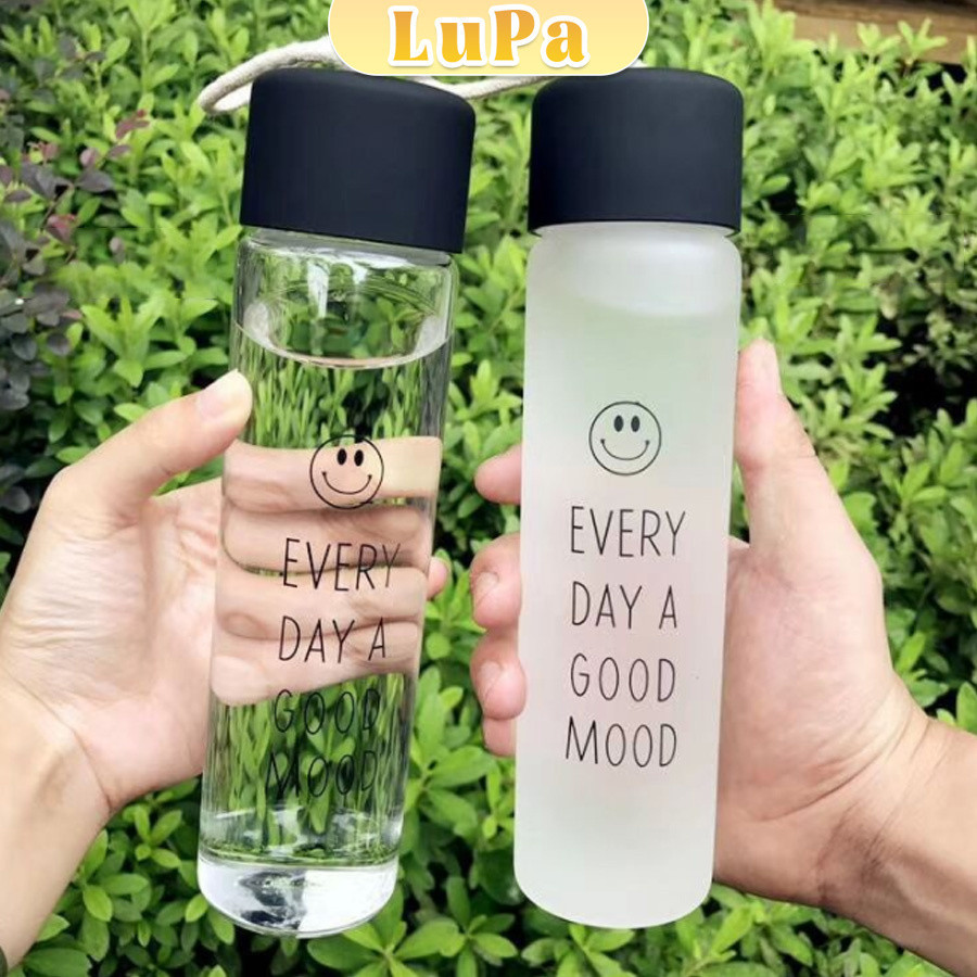 LuPa ขวดแก้วใส่น้ำดื่มพกพา กระบอกใส่น้ำ  350 ml  มีสายคล้องมือ พกพาสะดวก  Portable glass