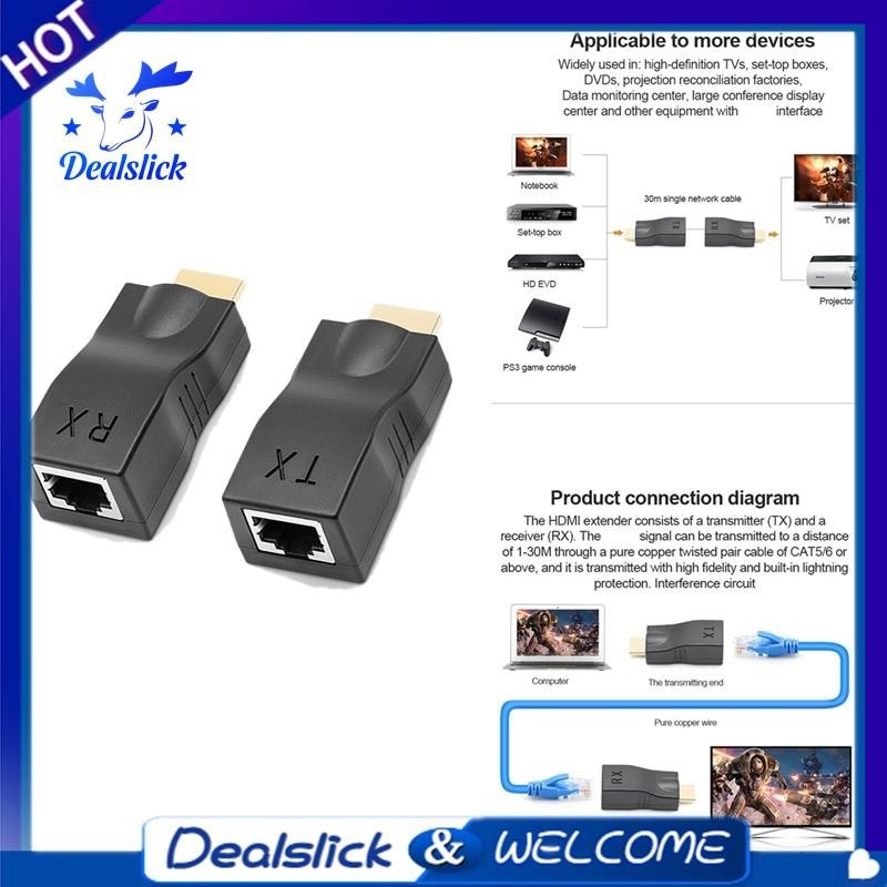 【Dealslick】RJ45 4k HDMI ขยายสายเครือข่ายอีเธอร์เน็ต LAN CAT5E Cat6 เป็น 30 เมตร สําหรับ HDTV HDPC DVD PS3