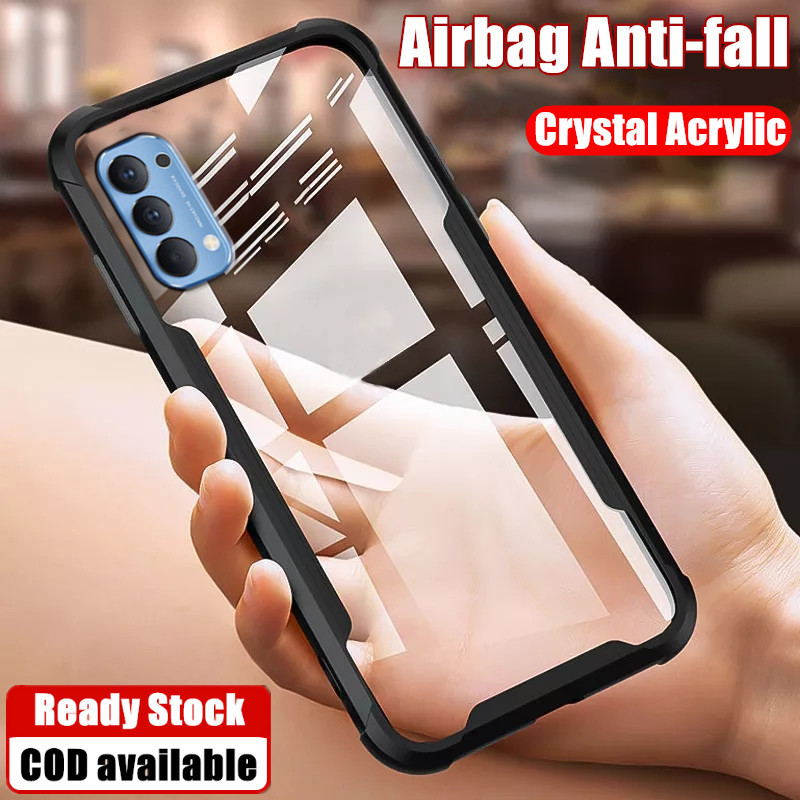 เคสโทรศัพท์มือถือ PC แข็ง แบบใส กันกระแทกสี่มุม สําหรับ OPPO Reno4 3 Pro 4G CPH2113 CPH2109 CPH2035 