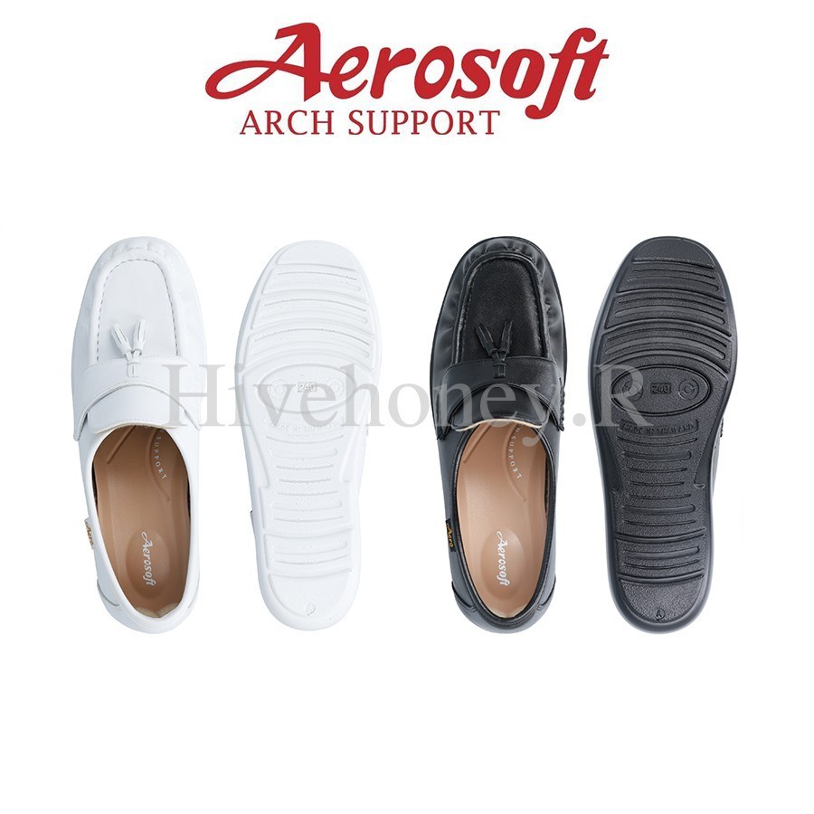 ซิลิโคนกันกัด ☁️NW9091☁️ รองเท้าพยาบาล รองเท้าคัชชู เพื่อสุขภาพ aerosoft arch support(แอโร่ซอฟ)