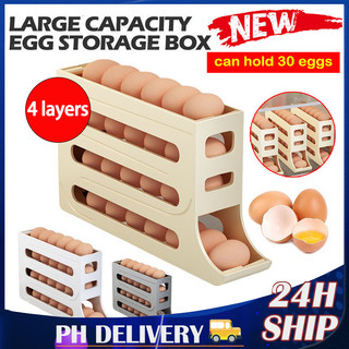 Kitchen Egg Tray 4 Tier Refrigerator Egg Organizer Drop Proof Automatic Rolling Egg Storage Racks