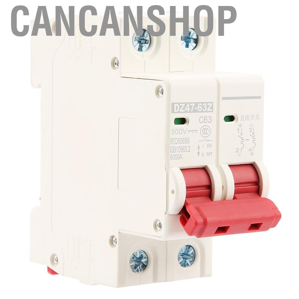 Cancanshop Miniature Circuit Breaker 2P DC 500V 63A Mini MCB Safety