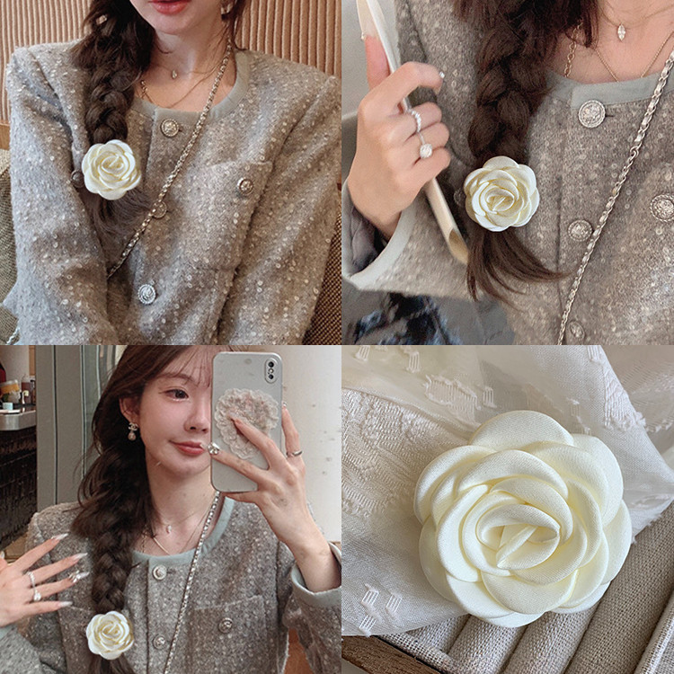 ผู้หญิงน่ารักสีขาวบริสุทธิ์ Camellia กิ๊บติดผมด้านข้างหัก Headwear กิ๊บติดผมเครื่องประดับผม