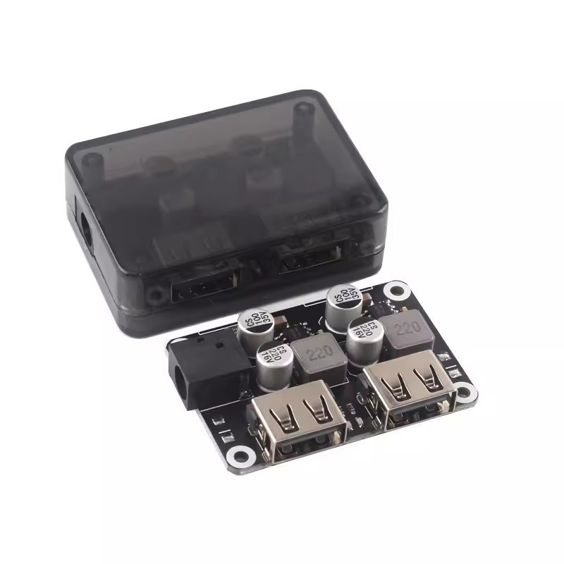 โมดูลชาร์จโทรศัพท์ในรถยนต์ USB คู่ 6-30V12V24V เป็น QC3.0 Huawei FCP