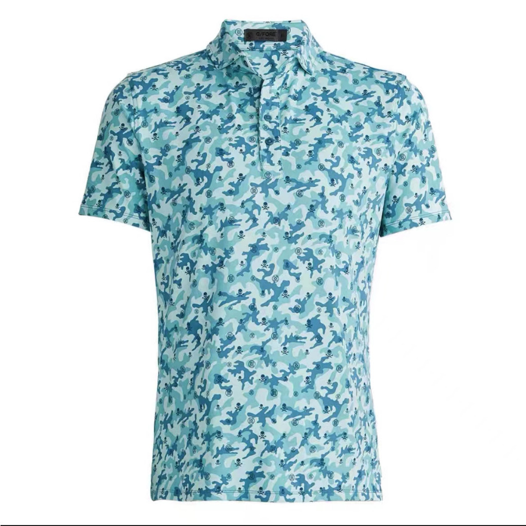 ซื้อ GFORE Boro Print Tech Pique Polo Mens New Golf Short Sleeve Shirt