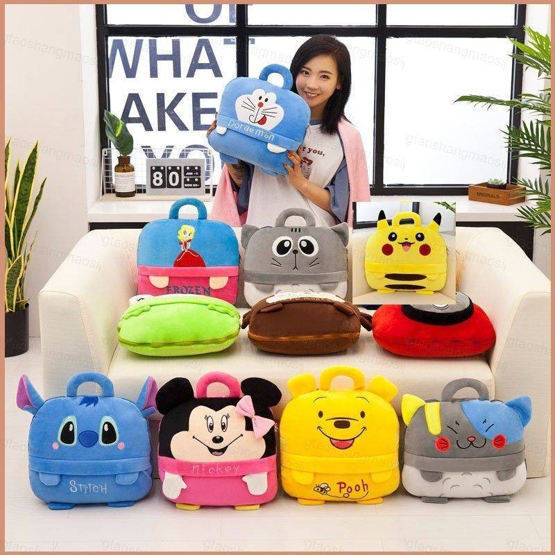 หมอนผ้าห่ม ลายการ์ตูนโดราเอมอน Stitch Pikachu อเนกประสงค์ สําหรับเด็ก