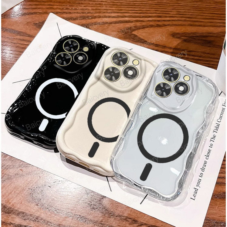 Itel A50 4G A667LP A70 ปลอกซิลิโคน TPU เคสป้องกันรองรับการชาร์จไร้สายแบบแม่เหล็ก