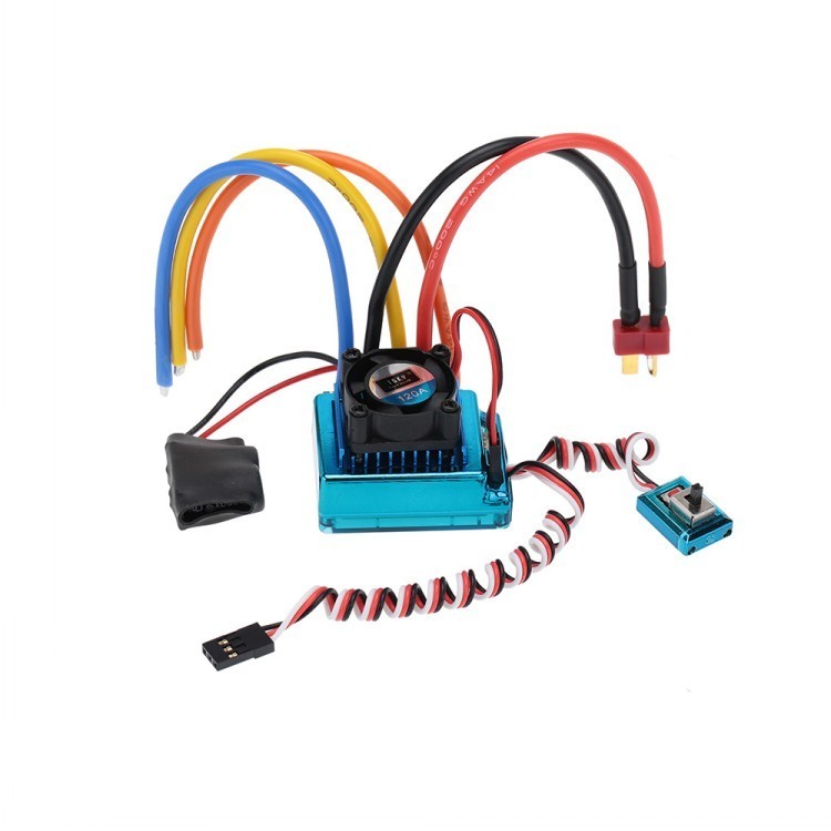 ตัวควบคุมความเร็วไฟฟ้า ESC แบบไม่มีแปรง 120A สําหรับการ์ดการเขียนโปรแกรมตีนตะขาบรถ RC