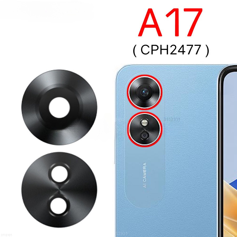 เลนส์กล้องด้านหลังด้านหลังสําหรับ OPPO A17 เปลี่ยนด้วยสติกเกอร์กาว CPH2477