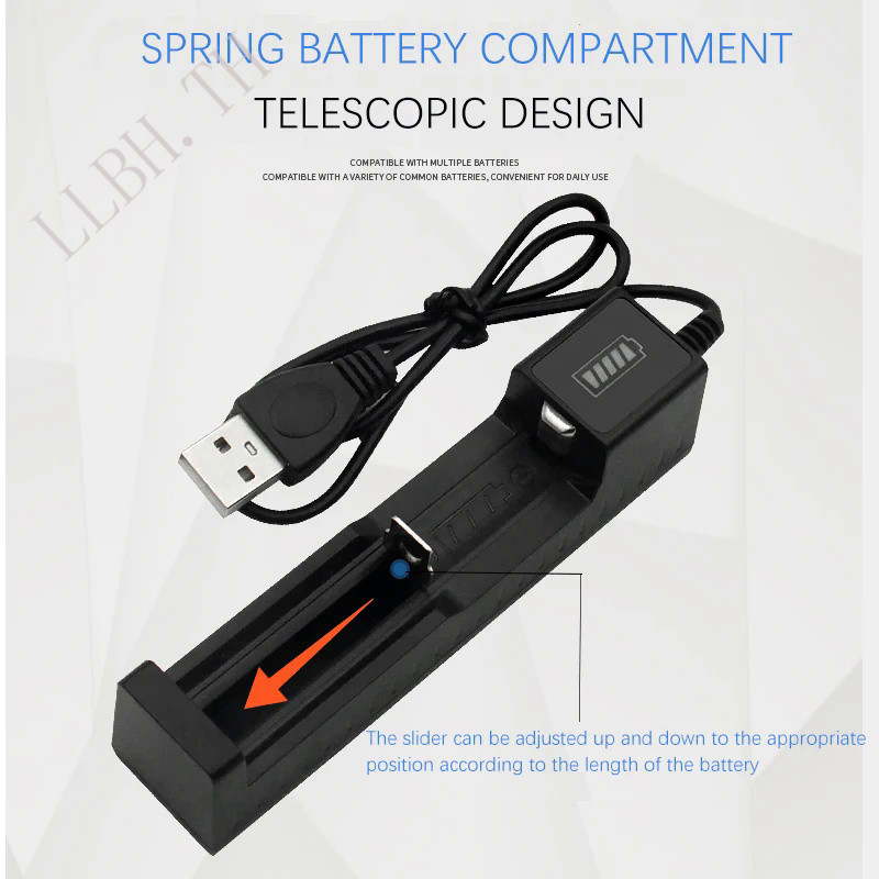 Battery Charger 18500 USB Rechargeable Battery Charger Universal 1 Slot Smart Quick Charge For Li-io