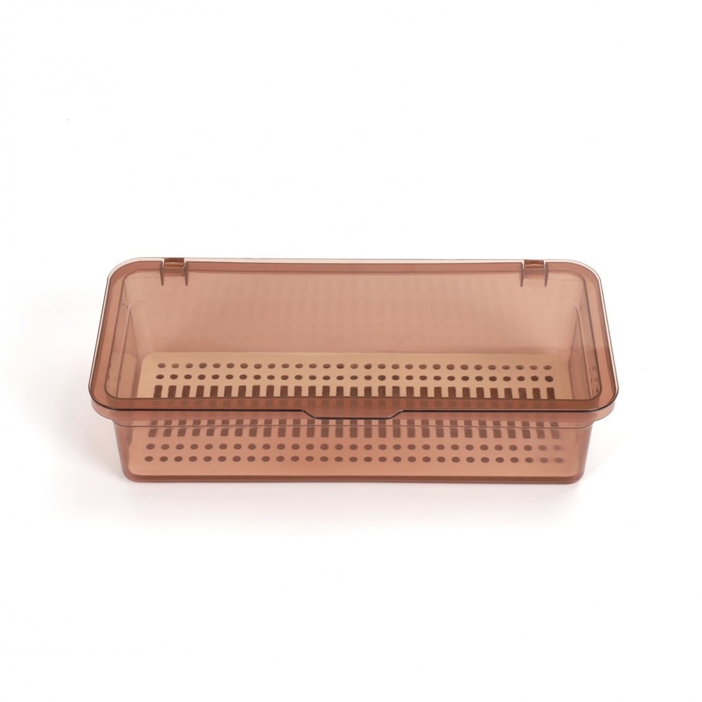 P&P_chic shop GOME กล่องใส่ตะเกียบพลาสติก 13x28x7 ซม. PEACE สีน้ำตาล