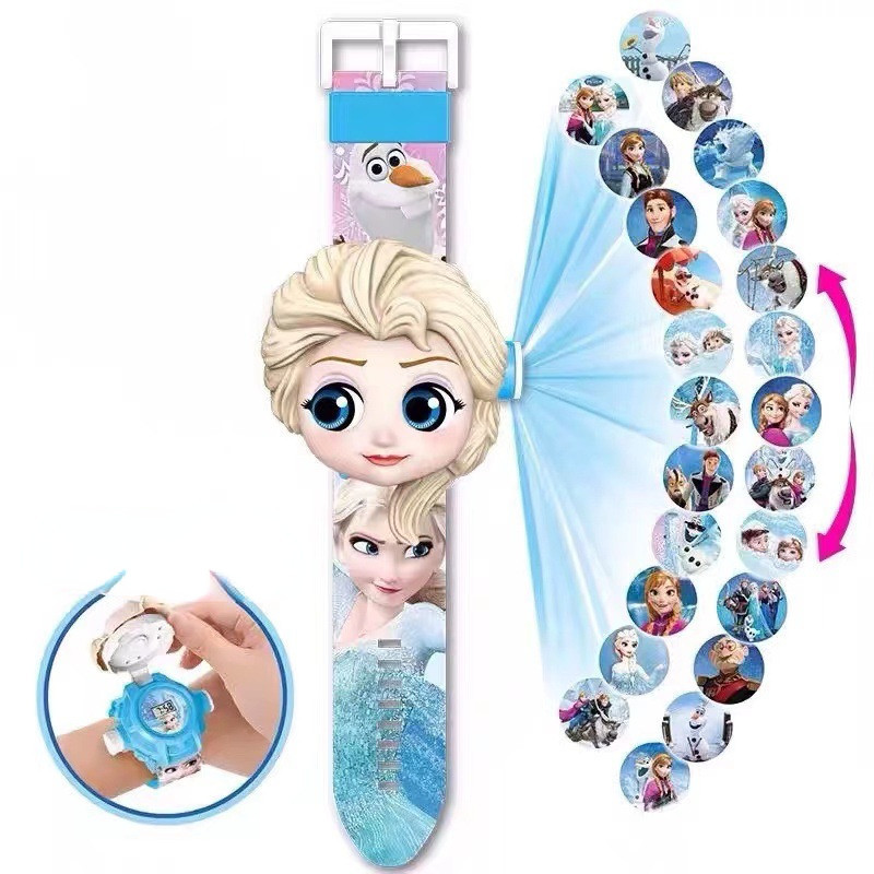 Disney นาฬิกาข้อมือดิจิทัล ลายการ์ตูนเจ้าหญิงดิสนีย์ มีไฟ สําหรับเด็กอนุบาล