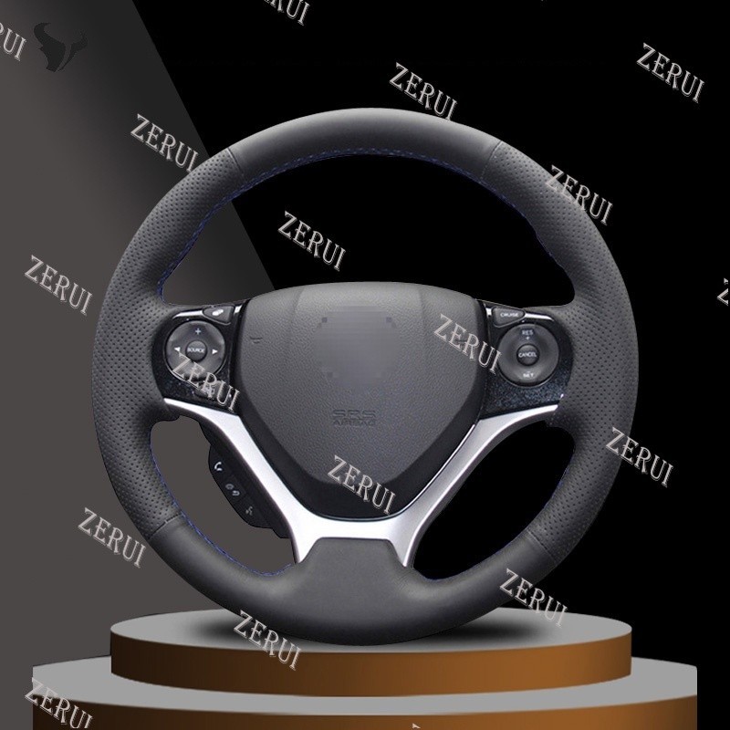 Zr ปลอกหนังหุ้มพวงมาลัยรถยนต์ สีดํา สําหรับ Honda civic FB civic 9 2012 2013 2014 2015
