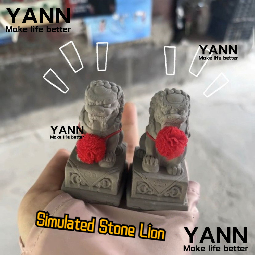 Yann1 โมเดลหิน รูปปั้นสิงโตจําลอง ขนาดเล็ก สําหรับตกแต่งบ้าน DIY