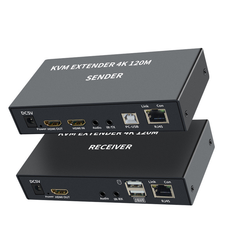 4K 120M HDMI KVM Extender ผ่าน Rj45 Cat5e Cat6 Ethernet สายรองรับ 3.5 มม.เสียง Extractor USB คีย์บอร