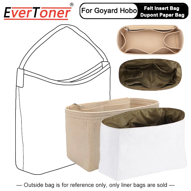 Evertoner กระเป๋าจัดระเบียบ สําหรับ Goyad HOBO Ultra Light Tote Bag Purse Felt/Dupont Paper Insert Handbag Liner Storage Inner Bag Shaper
