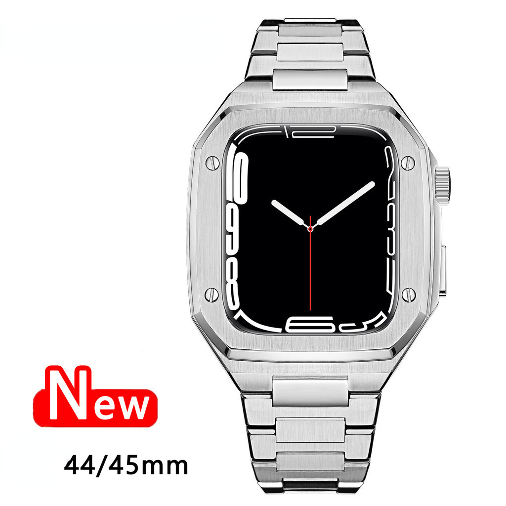 เคสหรูหรา และสายนาฬิกาข้อมือโลหะ สําหรับ Apple Watch 9 8 45 มม. 44 มม. iWatch series 7 6 SE 5 4 3 Correa