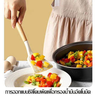 ชุด3ชิ้น ทัพพีซิลิโคน อุปกรณ์ทําอาหาร ตะหลิว เครื่องครัวซิลิโคน ทนความร้อน ตะหลิว ทัพพี ไม้พาย ทนความร้อน ชุดครัว