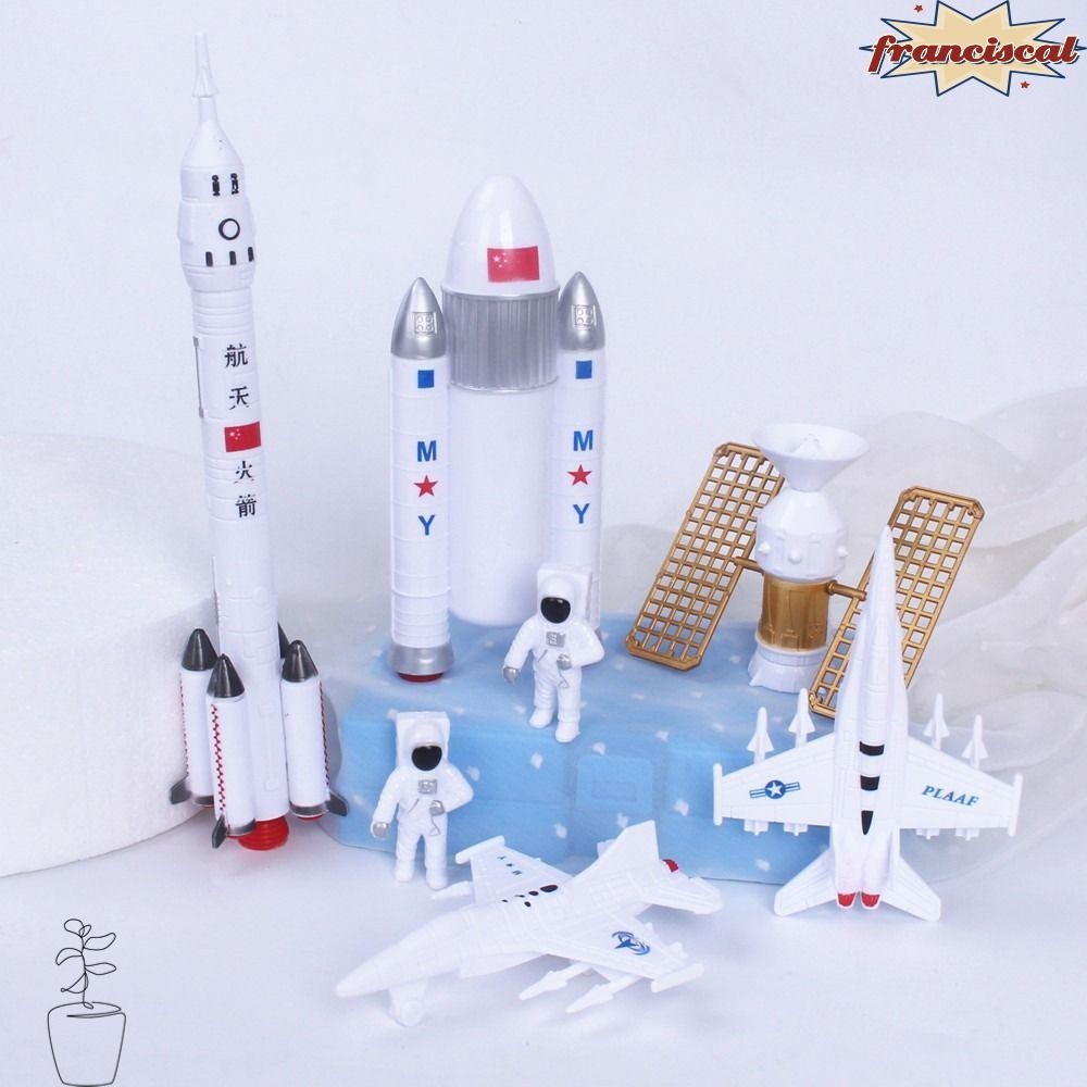 Franciscal 7 ชิ้น/เซ็ต Space Exploration Rocket ชุดของเล่น, Cosmic Satellite Plastic Manded Flight Set, Entertainment Toys Early Education Simulation Model Toys Rocket Model