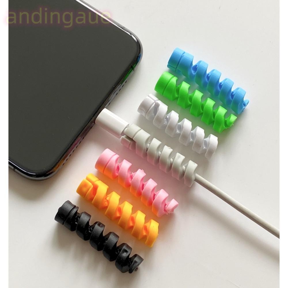 Andin ปลอกป้องกันสายเคเบิลข้อมูล, ป้องกันการดัดป้องกันการแตกหัก Cable Trimmer, 7 สีน้ําหนักเบา TPR Spiral Winding อุปกรณ์