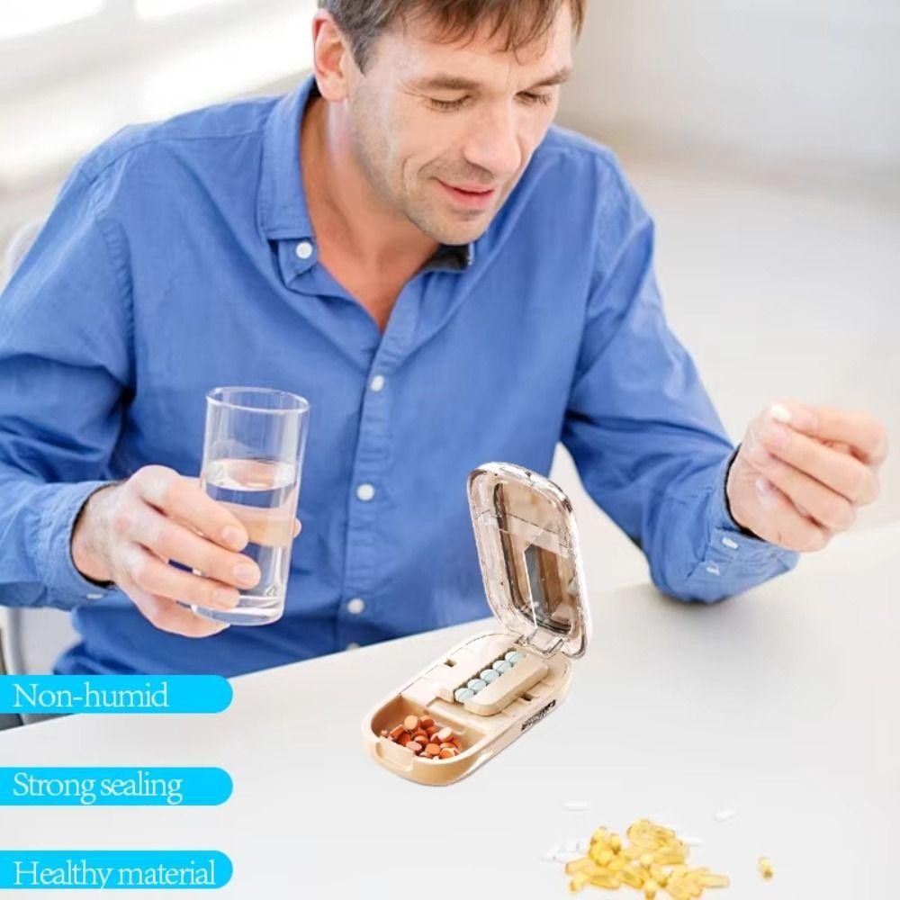 กล่องเก็บเครื่องตัดยา INTI, Divider Organizer กันฝุ่น Quartering Pill Cutter, ยาแท็บเล็ตยา Divider สําหรับยาขนาดเล็กหรือขนาดใหญ่ - รูปที่ 2