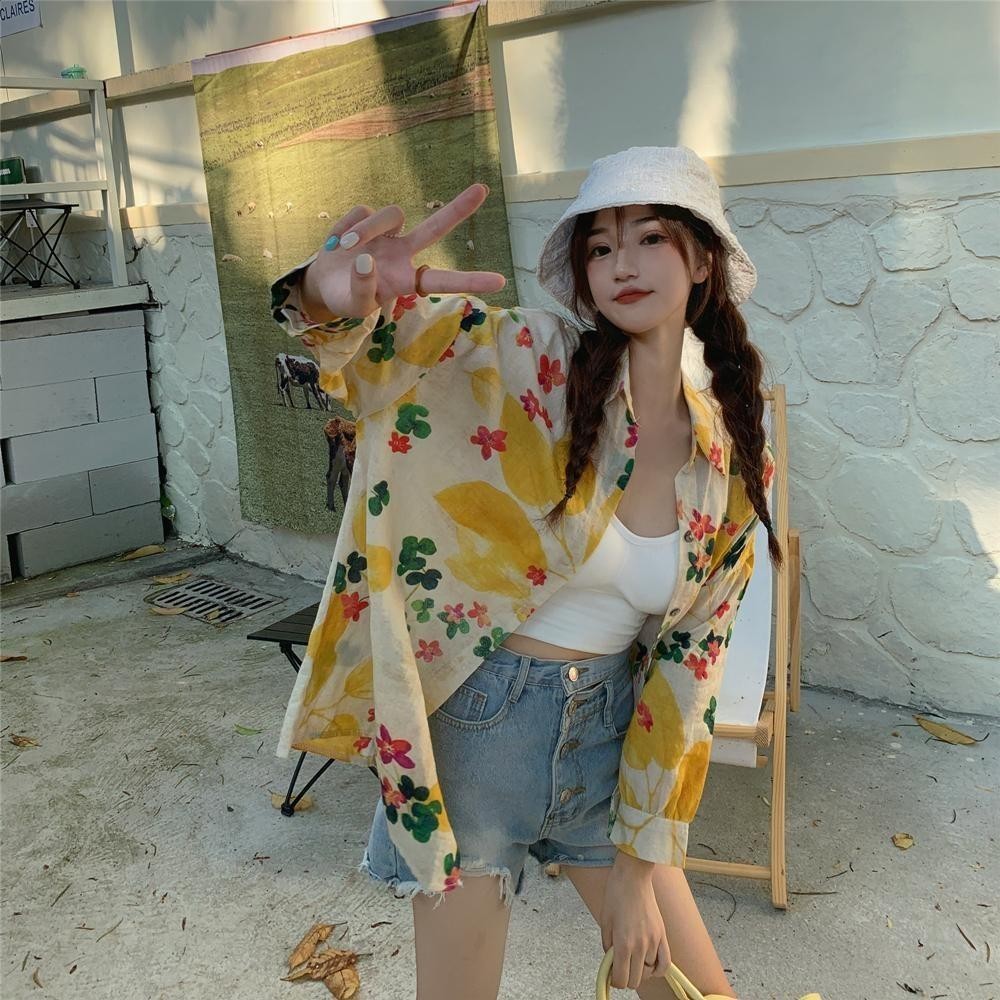 Cuites เสื้อแขนสั้นผู้หญิง เสื้อลายดอกไม้ เสื้อฮาวายผู้หญิง W378 thumbnail 5