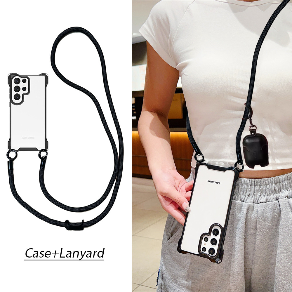 SAMSUNG สร้อยคอCrossbodyสายไฟ Lanyardsล้างเคสโทรศัพท์สําหรับSamsung A17 S24 S23 S21 FE S22 S25 Ultra Plus A14 A34 A54 A15 A35 A55 A16 A26 A36 A56 5Gกันกระแทกพร้อมสายคล้องปกหลัง