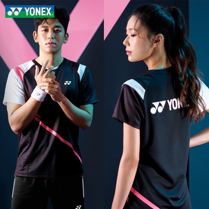 Yy ใหม่ เสื้อยืดแบดมินตัน แขนสั้น แบบแห้งเร็ว สําหรับผู้ชาย และผู้หญิง
