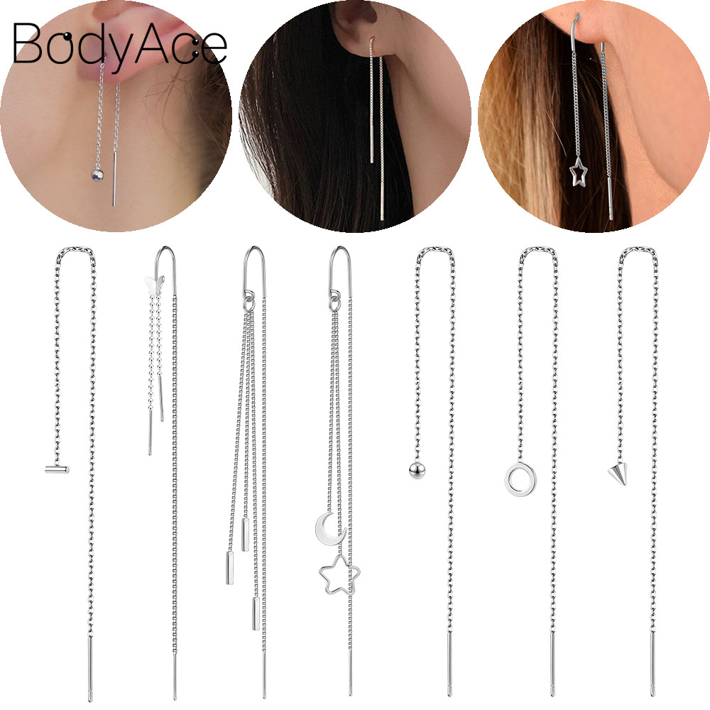Bodyace ต่างหูสเตนเลส ห้อยจี้พู่ยาว รูปดาว 20 กรัม 1 ชิ้น