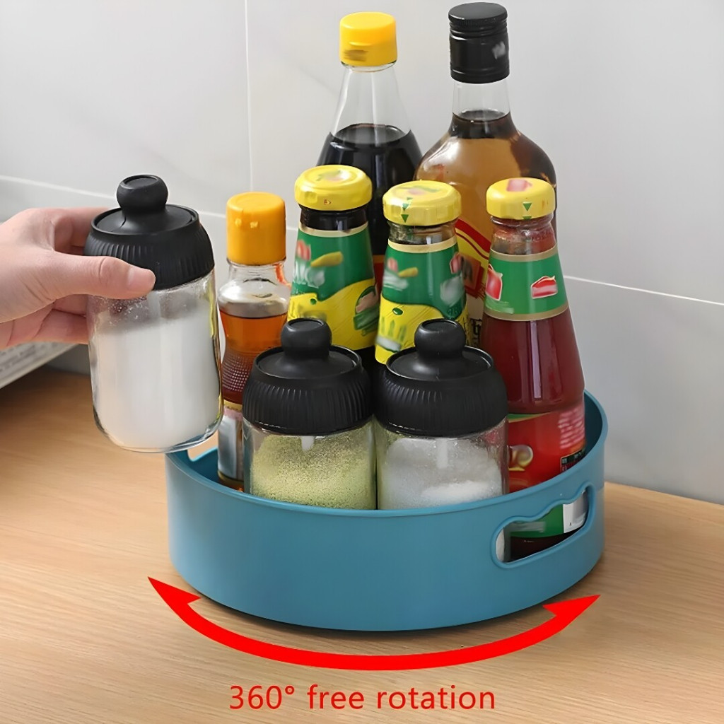 ถาดวางของ ชั้นวางเครื่องปรุงรส แบบหมุนได้ 360องศา ที่เก็บของพลาสติกอเนกประสงค์ เครื่องสำอาง A17