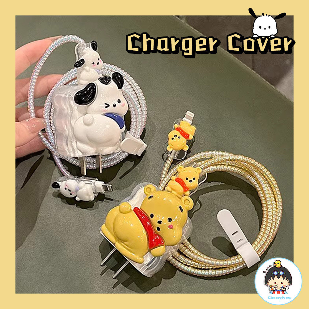 เคสป้องกันอะแดปเตอร์ ลายการ์ตูนวินนี่ เดอะพูห์ 3D ชาร์จเร็ว สําหรับ Iphone 18W 20W