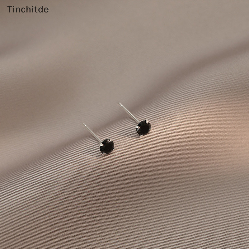 [Tinchitde] ต่างหูสตั๊ด เงินแท้ 925 ประดับเพทาย ทรงกลม สไตล์มินิมอล คลาสสิก เครื่องประดับ สําหรับผู้หญิง [Preferred]
