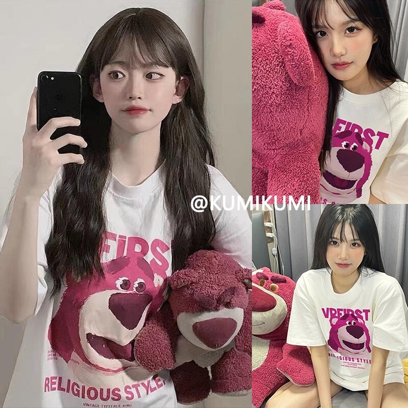 【HOT】เสื้อยืด KUMIKUMI เสื้อหมีแบร์ๆ เสื้อยืดโอเวอร์ไซส์  การ์ตูน oversize พร้อมส่ง เสื้อยืดสตรี Uni