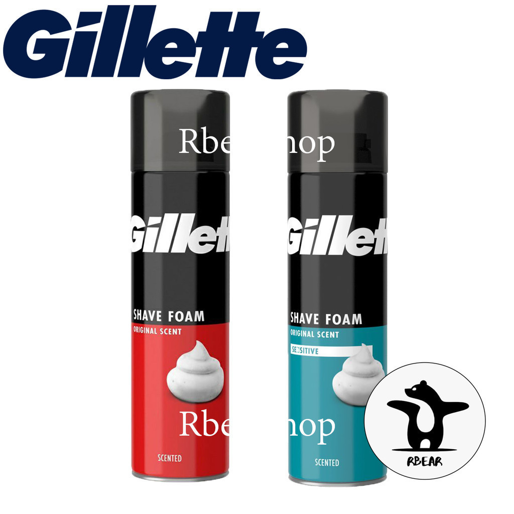 โฟมโกนหนวด Gillette shave foam regular classic และ sensitive ขนาด 200ml