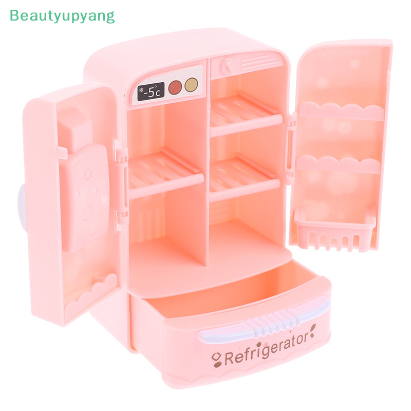 [Beautyupyang] ตู้เย็นแช่แข็ง ขนาดเล็ก สีชมพู สําหรับบ้านตุ๊กตา 1:12