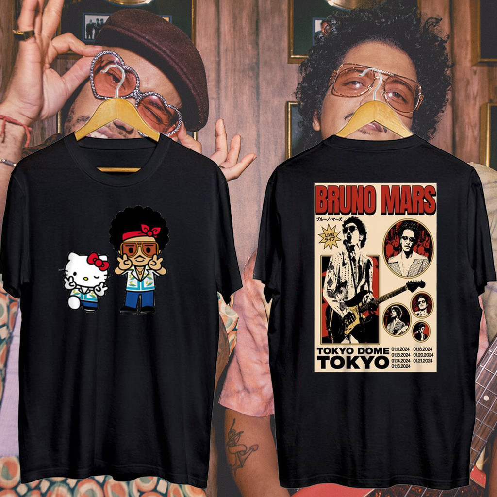 2024 ใหม่ล่าสุดผ้าฝ้ายแขนสั้นด้านบนนักร้องบรูโน่มาร์สคอนเสิร์ตเสื้อยืดแฟชั่นป๊อปเสื้อยืด