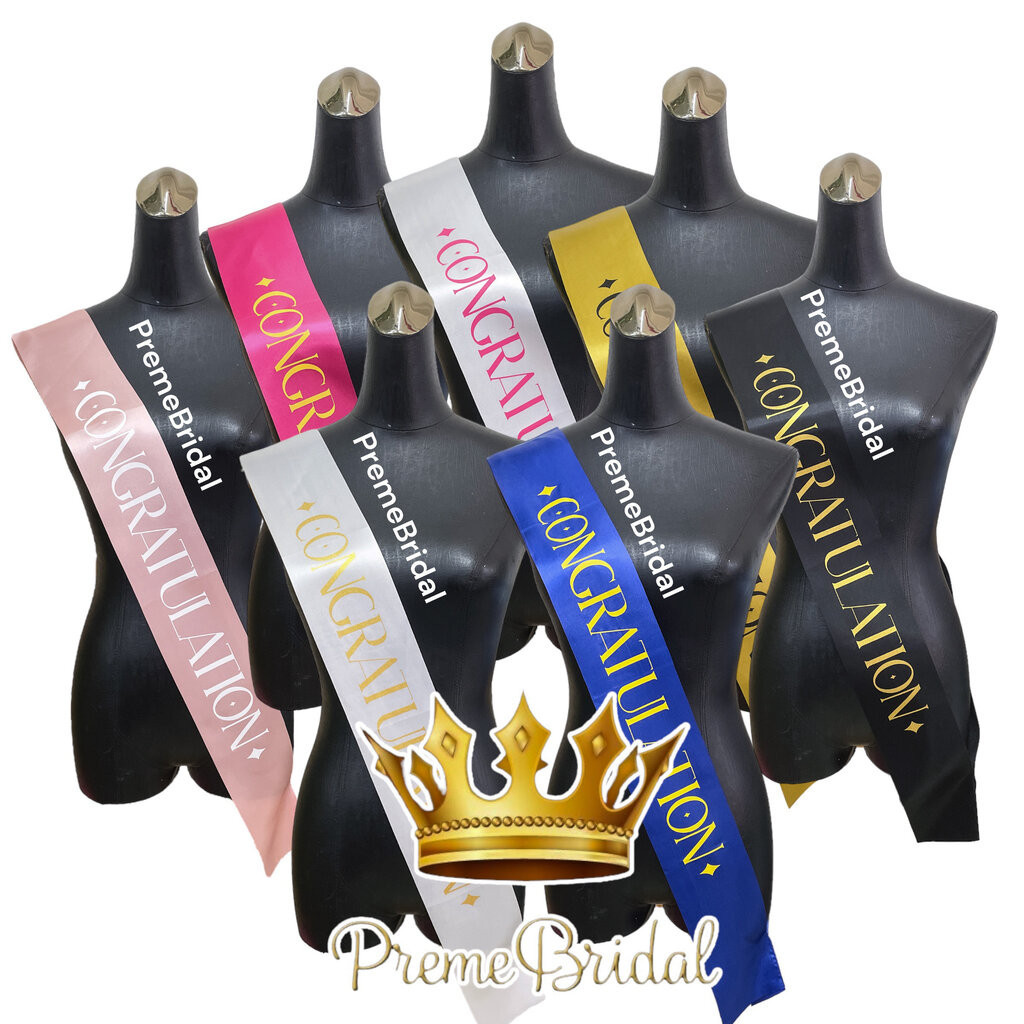 (ส่งเร็ว) สายสะพายปัจฉิม จบการศึกษา รับปริญญา พิมพ์ลาย Congratulation ใส่ง่าย ราคาถูก (ถ่ายจากสินค้าจริง)