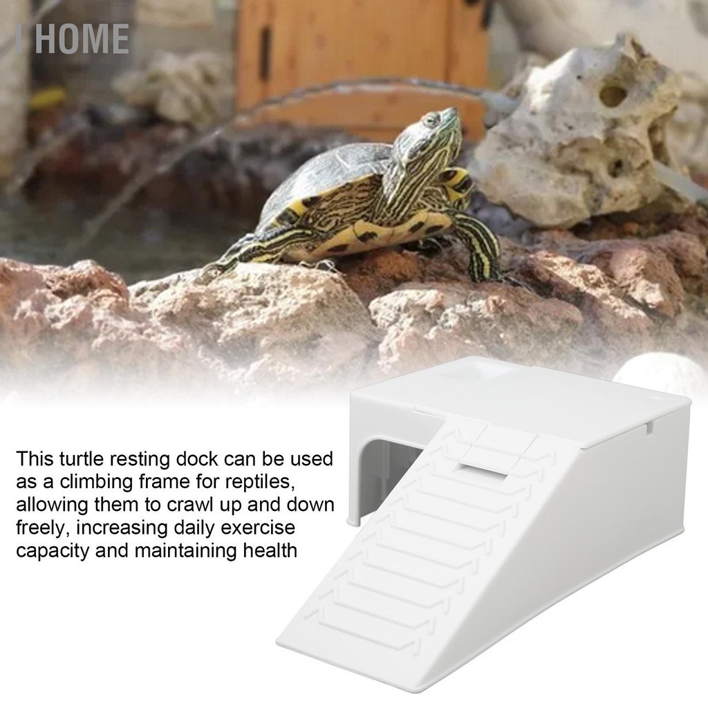 I Home เต่า Basking Platform พลาสติกหนา 8.3in ยาว 5in กว้าง 2.6in สูง Turtle Pier สำหรับสัตว์เลื้อยคลาน Fish Tank Aquarium