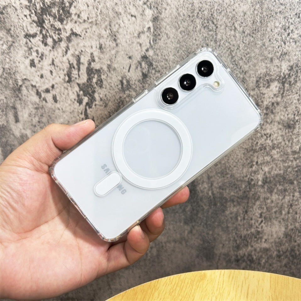 เคสโทรศัพท์มือถือ PC แข็ง แบบใส กันกระแทก มีแม่เหล็ก สําหรับ Samsung Galaxy S24 Plus S23 S22 Ultra