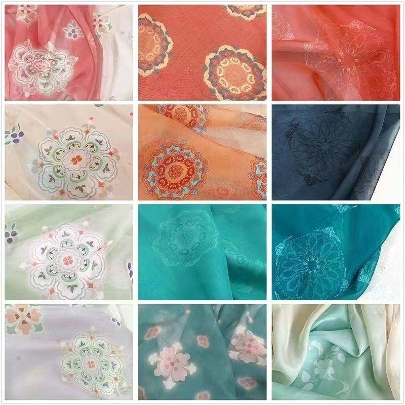 [มากกว่า 1 ชิ้น ไม่มีการตัด] 150 * 50 ซม. สไตล์ Dunhuang Hanfu, ผ้าไหม เต้นรํา เสื้อผ้า ผ้าชีฟอง