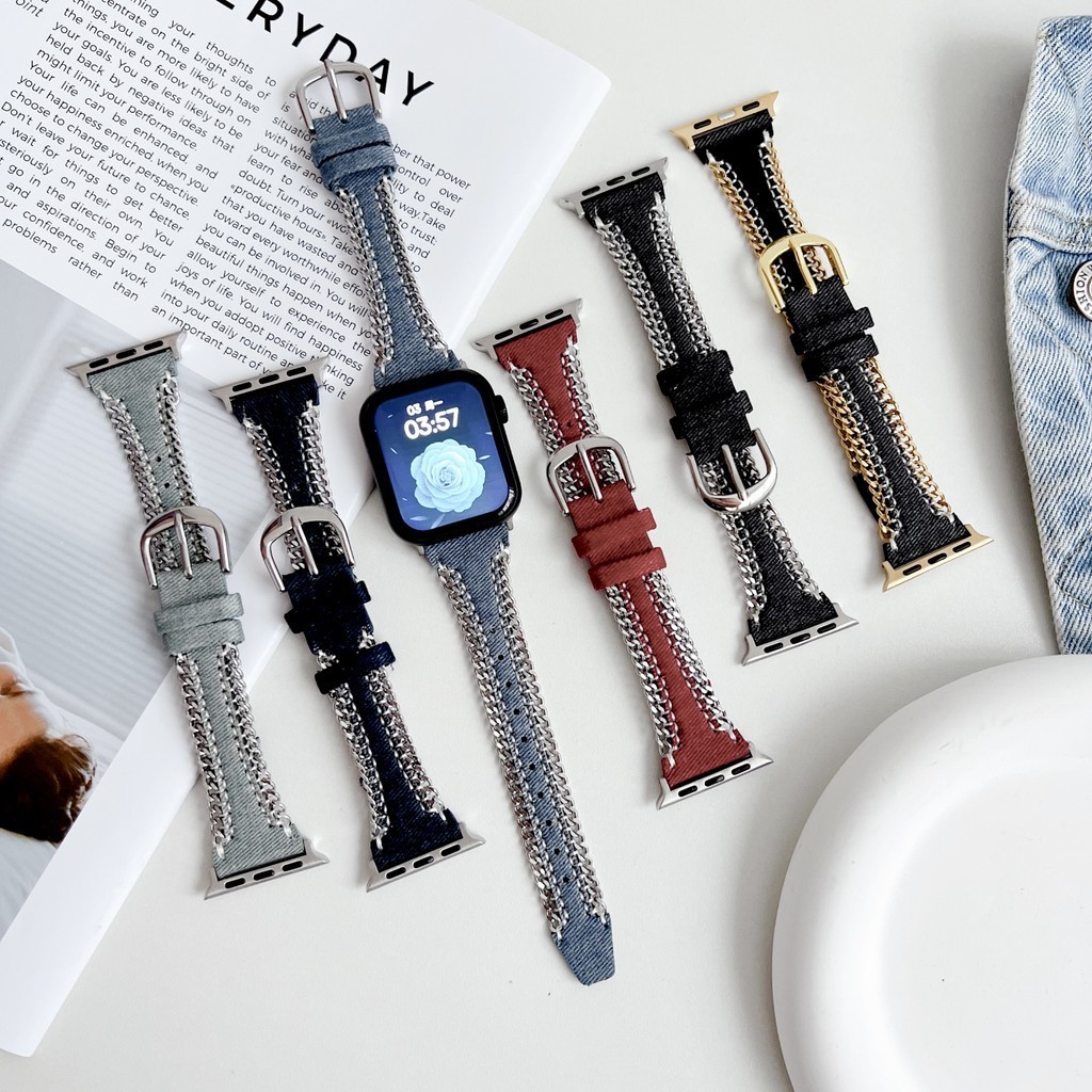 สายนาฬิกาข้อมือหนัง สเตนเลส มีซิป สําหรับ Apple Watch 9 8 Ultra 7 6 SE 5 4 3 2 1