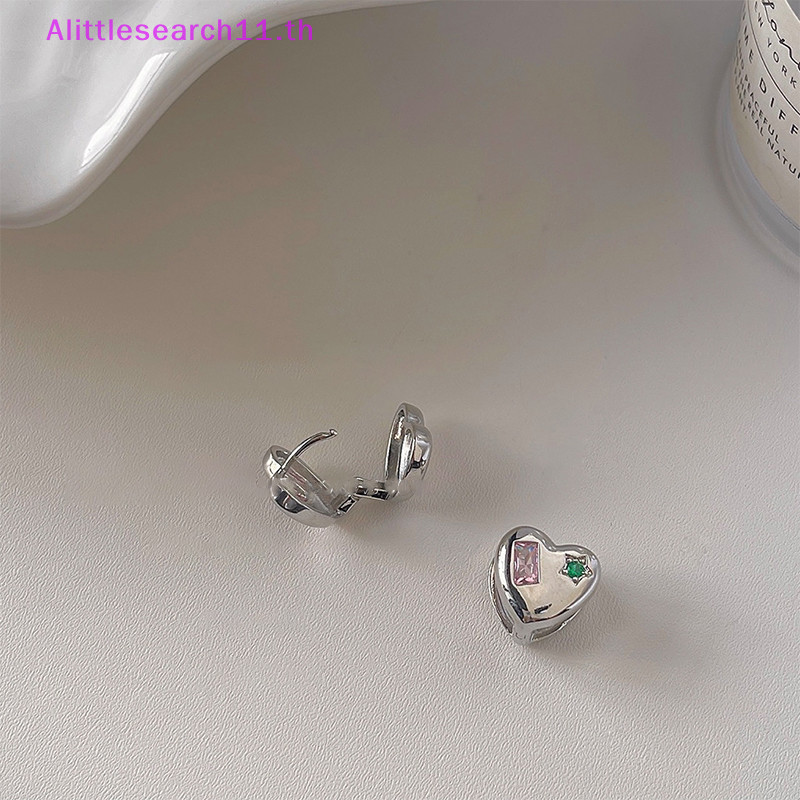 Alittlesearch11 ต่างหูสตั๊ด เพทาย รูปดาว หัวใจ ดาว สองด้าน สไตล์เกาหลี แฟชั่นฤดูใบไม้ผลิ ฤดูร้อน สําหรับผู้หญิง TH