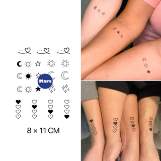 【Mars Tattoo】ใหม่ สติกเกอร์รอยสักชั่วคราว ลายผีเสื้อ ดวงจันทร์ ดาว ดวงอาทิตย์ อุ้งเท้า กุหลาบ ดอกไม้ ดวงอาทิตย์ 2 สัปดาห์ ติดทนนาน X162