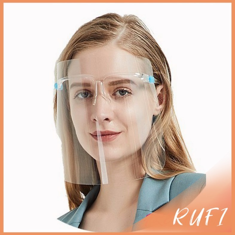 RUFI เฟสชิว หน้ากากคลุมหน้า ช่วยป้องกันละอองฝอย หน้ากากใส หน้ากากกันน้ำลาย แบบติดกับแว่น พร้อมส่ง Face shield