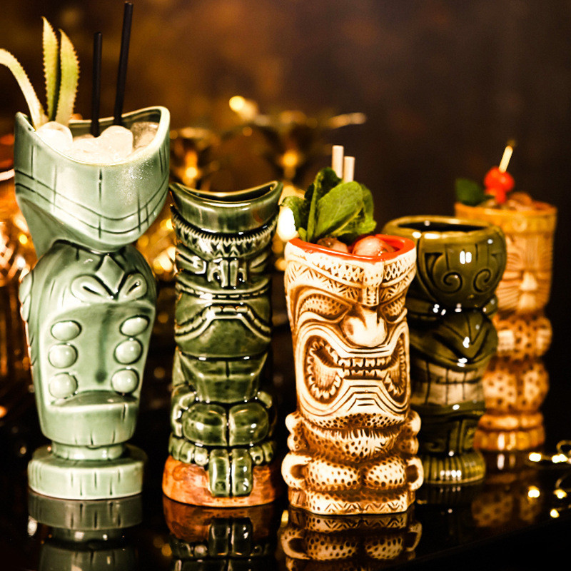 Hawaii Cocktail Glass Tiki Mug Creative Art Ceramic Mug Tiki Cup Bar Liquor Glass