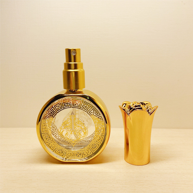 20ml Gold Glass สเปรย์น้ําหอม Bottl Fine Mist รอบเครื่องสําอางขวดเปล่ารีฟิลสําหรับการเดินทาง