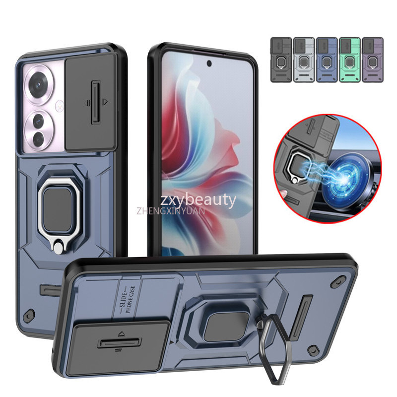 เคสโทรศัพท์มือถือ กันกระแทก ป้องกันเลนส์กล้อง พร้อมแหวนขาตั้ง สําหรับ OPPO Reno 11F 5G 2024 Reno11F