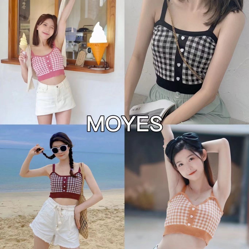 MOYES 💗สายสะพายไหล่ถักแต่งดีเทลกระดุมหน้า หลากสี