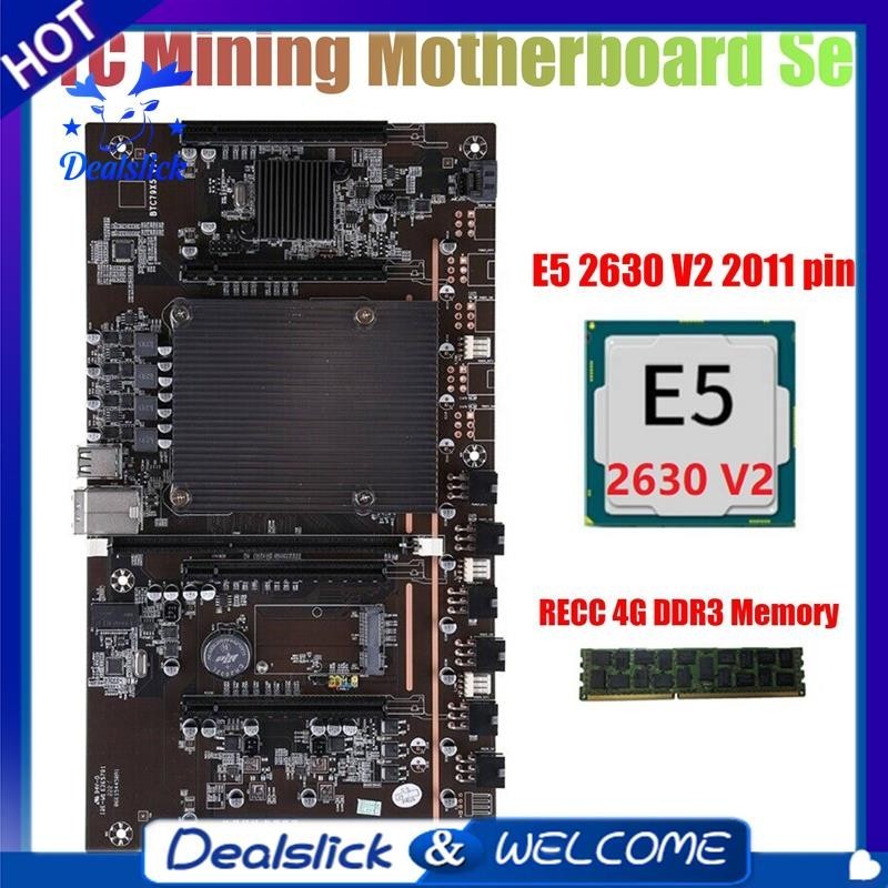 【Dealslick】เมนบอร์ด X79 H61 BTC LGA 2011 5XPCIE รองรับการ์ดจอ 3060 3070 3080 พร้อมแรม E5 2630 V2 CPU+RECC 4G DDR3